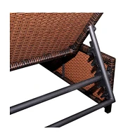 vidaXL Reclining Patio Chairs 2 pcs with Table Brown Poly Rattan