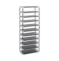 vidaXL Shoe Cabinet Black 23.6"x11.8"x65.4" Fabric