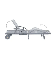 vidaXL Patio Sun Lounger Gray Solid Acacia Wood
