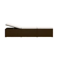 vidaXL Sun Lounger with Cushion and Tea Table Poly Rattan Brown