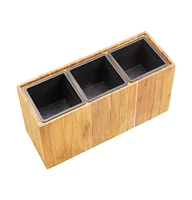 Garden Raised Bed with 3 Pots Solid Acacia Wood