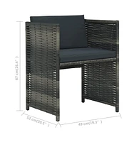 vidaXL 3 Piece Bistro Set with Cushions Poly Rattan Gray