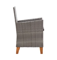 Patio Chairs 2 pcs with Cushions Poly Rattan Gray