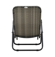 vidaXL Folding Sun Lounger Poly Rattan Gray