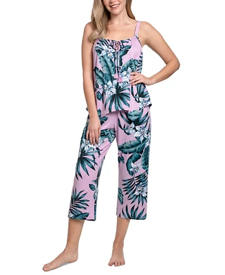 Linea Donatella Women's Rhadna Cropped Pant Pajama Set