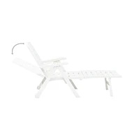 vidaXL Folding Sun Lounger Plastic White