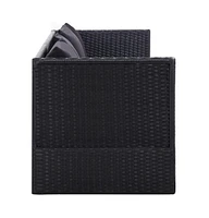 vidaXL Patio Bed with Cushion and Pillow Poly Rattan Black