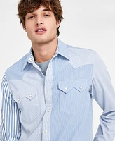 Sun + Stone Men's Huck Regular-Fit Pieced Multistripe Button-Down Western Shirt, Exclusively at Macy's