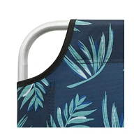 vidaXL Folding Sun Lounger Steel and Fabric Leaves Print