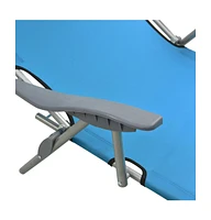 vidaXL Sun Lounger with Canopy Steel Blue