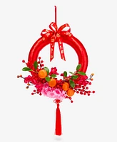 Holiday Lane Lunar New Year Floral and Berry Wreath, Exclusively at Macy's