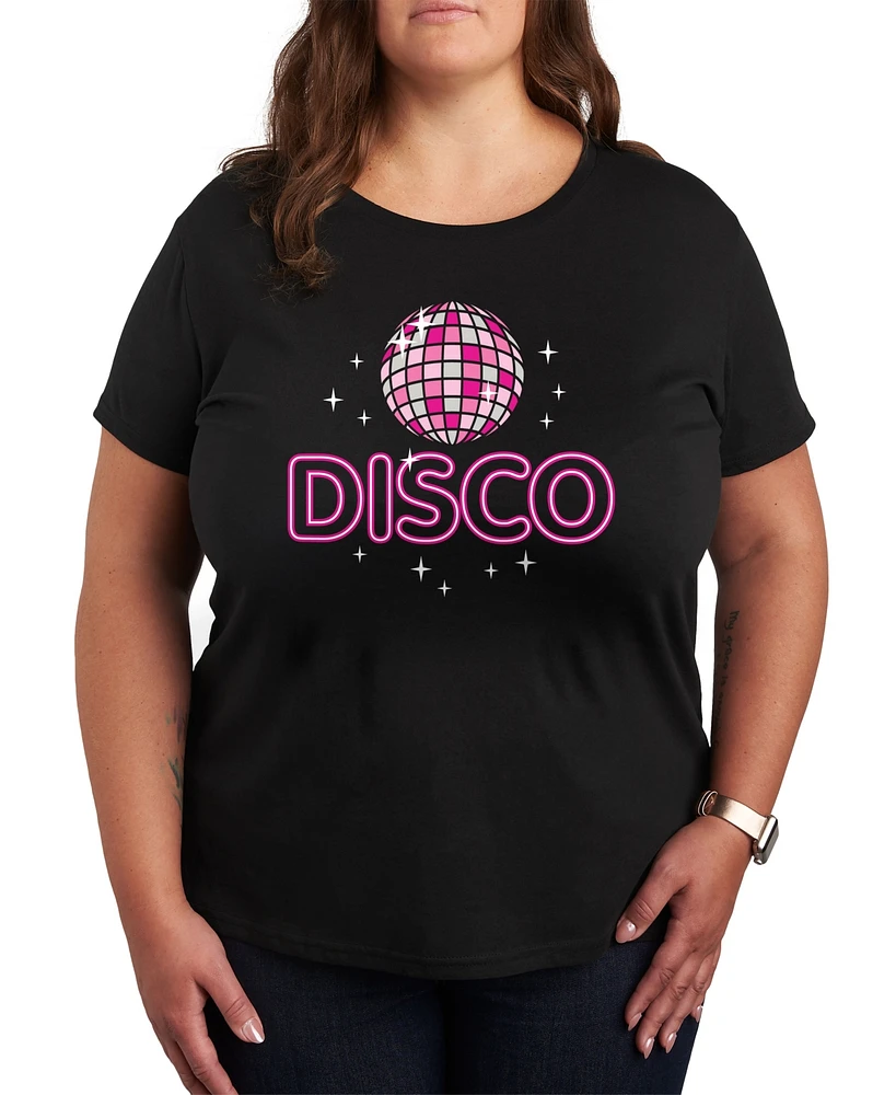 Hybrid Apparel Plus Trendy Disco Flash Graphic Crew Neck T-Shirt