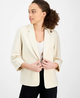 Ak Anne Klein Petite Cool Crepe Single Button Jacket