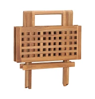 vidaXL Folding Patio Table 19.7"x19.7"x19.7" Solid Teak Wood