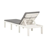 vidaXL Sun Lounger with Cushion Plastic White