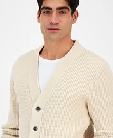 Sun + Stone Men's Long Sleeve Waffle Knit Cardigan Sweater, Exclusively at Macy's