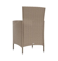 vidaXL Patio Chairs with Cushions 2 pcs Poly Rattan Beige