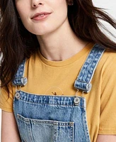 Lucky Brand Womens Cotton Crewneck Tee Denim Overalls