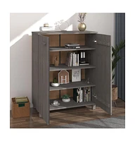 vidaXL Shoe Cabinet Hamar Light Gray 33.5"x15.7"x42.5" Solid Wood Pine