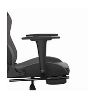 Massage Gaming Chair with Footrest Black&Gray Faux Leather