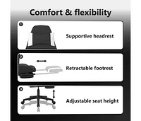 Massage Gaming Chair for Adult, Reclining Computer Chair with Footrest and Headrest, Height Adjustable Office Chair with 360°-Swivel Castors