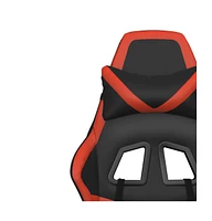 Massage Gaming Chair with Footrest Black&Red Faux Leather