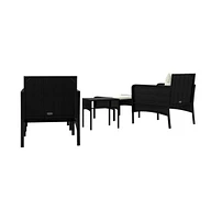 vidaXL 5 Piece Patio Lounge Set with Cushions Poly Rattan