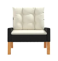vidaXL 4 Piece Patio Lounge Set with Cushions Poly Rattan and Solid Wood