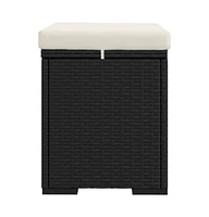 vidaXL Ottoman with Cushion Black 15.7"x11.8"x15.7" Poly Rattan