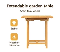 Extending Patio Table 43.3"-63"x31.5"x29.5" Solid Wood Teak