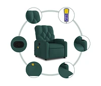 Massage Recliner Chair Dark Green Fabric