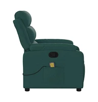 vidaXL Massage Recliner Chair with 6-Point Vibration Massage and Convenient Side Pocket, Dark Green Fabric Rocker, Adjustable Backrest & Footrest Loun