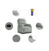 vidaXL Massage Recliner Chair with 6-Point Vibration Massage and Convenient Side Pocket, Light Gray Velvet Rocker, Adjustable Backrest & Footrest Loun