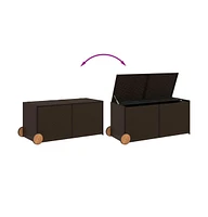 vidaXL Garden Storage Box with Wheels Brown 74.8 Gal Poly Rattan