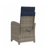 vidaXL Reclining Patio Chair with Footrest Gray Poly Rattan