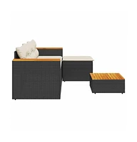 vidaXL 3 Piece Patio Sofa Set with Cushions Poly Rattan