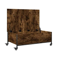 vidaXL Coffee Table with Wheels Smoked Oak 35.8"x21.7"x13.4" Engineered Wood