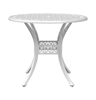 vidaXL Patio Table White 35.4"x29.5" Cast Aluminum