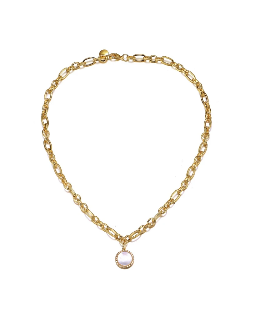 14k Gold Plated Mother of Pearl Chain Link Necklace