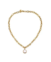 14k Gold Plated Mother of Pearl Chain Link Necklace