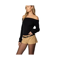 Edikted Womens Elona Off Shoulder Knit Top