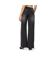 Edikted Womens Karlie Lace Trim Jeans