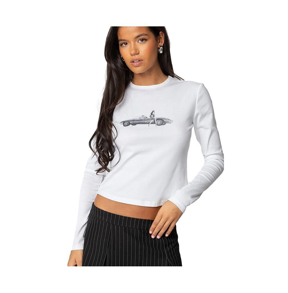 Edikted Womens Retro Roadtrip Long Sleeve T Shirt