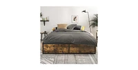 Slickblue Wood Platform Bed Frame with 4 Storage Drawers for Bedroom Organization and Comfort