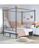 Slickblue Four-Poster French Country Canopy Bed for Elegant Bedroom Style