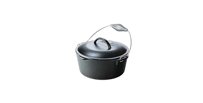 Slickblue 5-Quart Seasoned Cast Iron Dutch Oven with Lid and Spiral Wire Handle for Cooking and Baking