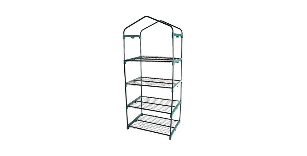 Slickblue Durable 4-Tier Plant Stand Greenhouse with Zippered Pvc Cover