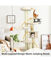 Gymax 77.5'' Cat Tree Condo Multi-Level Kitten Activity Tower w/ Sisal Posts