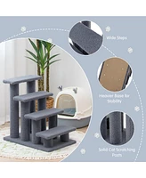 Gymax 24'' 4-Step Pet Stairs Carpeted Ladder Ramp 8 Scratching Post Cat Tree Climber