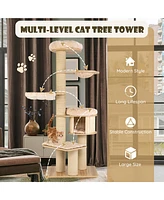 Gymax 75'' Modern Cat Tree Multi-Level Large Cat Tower w/ Hammocks